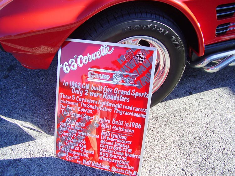 63 Corvette Roadster Grand Sport Replica Data Board